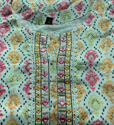 Multi color Silk Kurta set with Dupatta