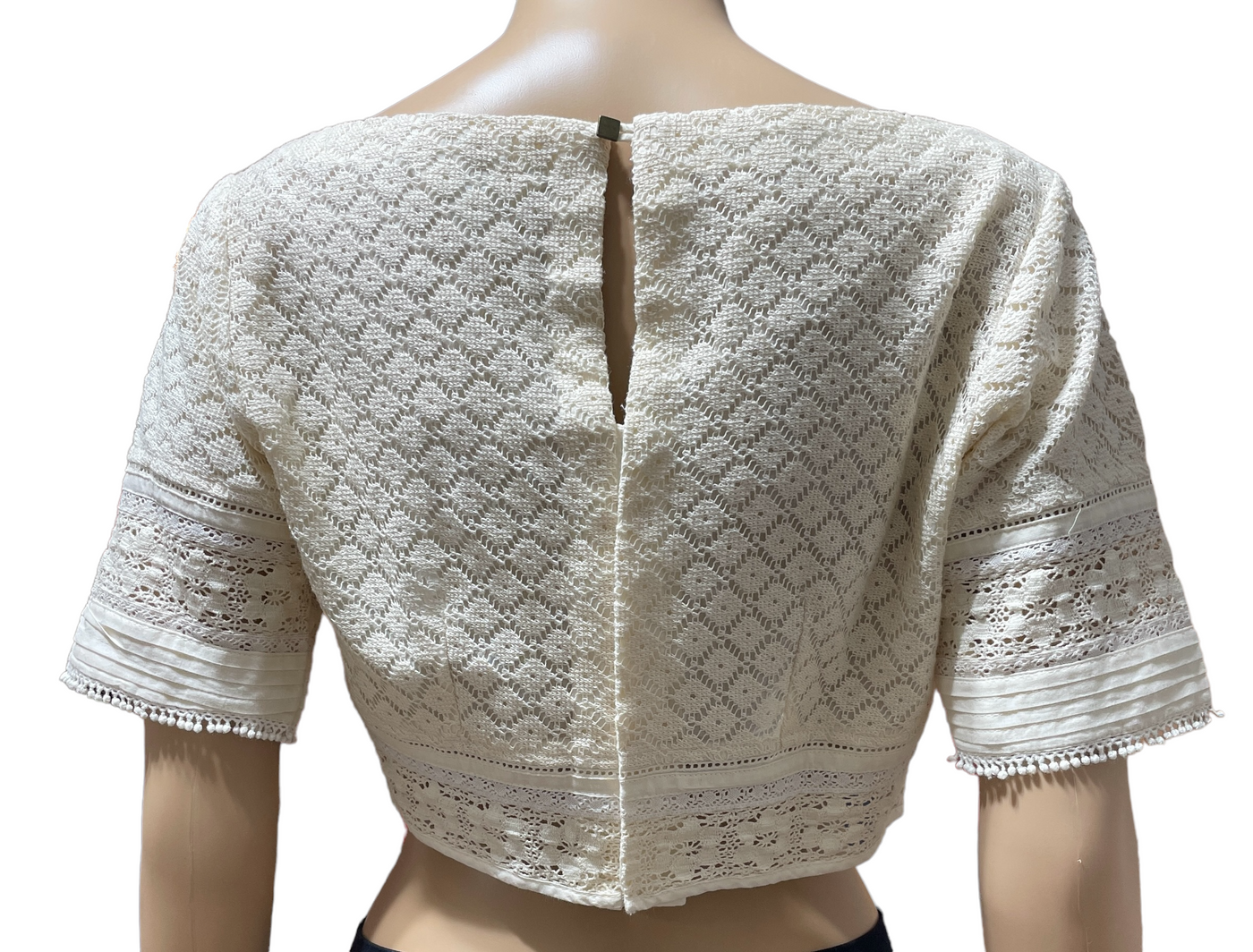 Off White Cotton Schiffli Embroidery Blouse