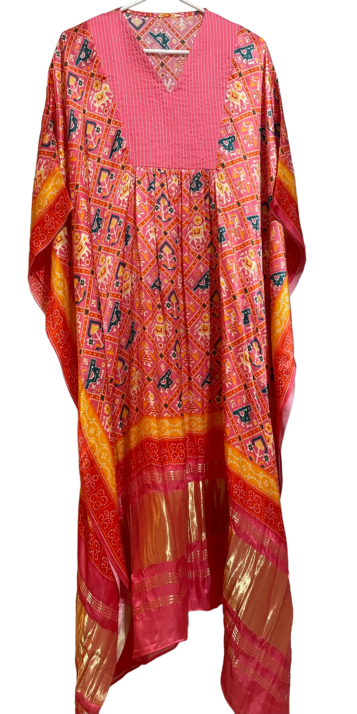 Pink Gajji Silk Kaftan Set