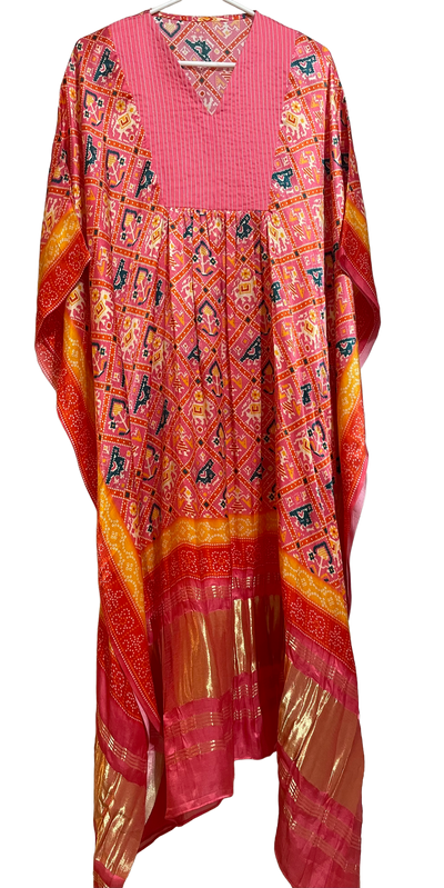 Pink Gajji Silk Kaftan Set