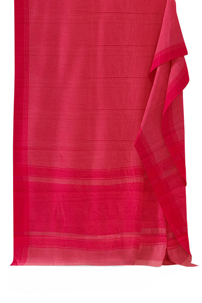 Pink small checks tussar silk saree