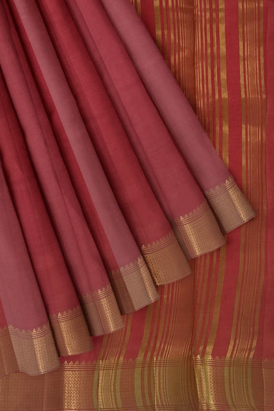 Pink tussar silk saree with gold  border