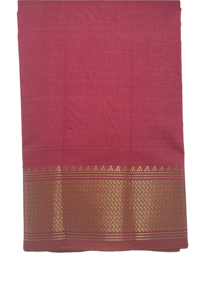 Pink tussar silk saree with gold  border