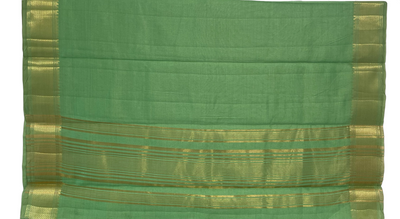 Pista green tussar silk saree with gold border