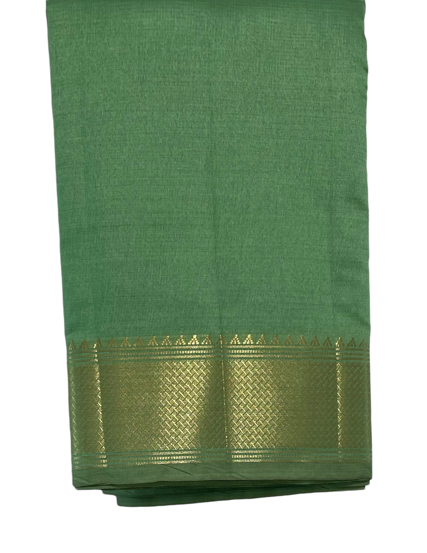 Pista green tussar silk saree with gold border