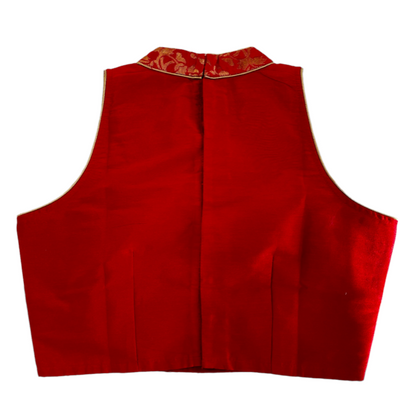Red Halter Neck Decorative Blouse