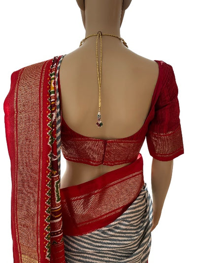 Red Lehariya Patola Saree and blouse set