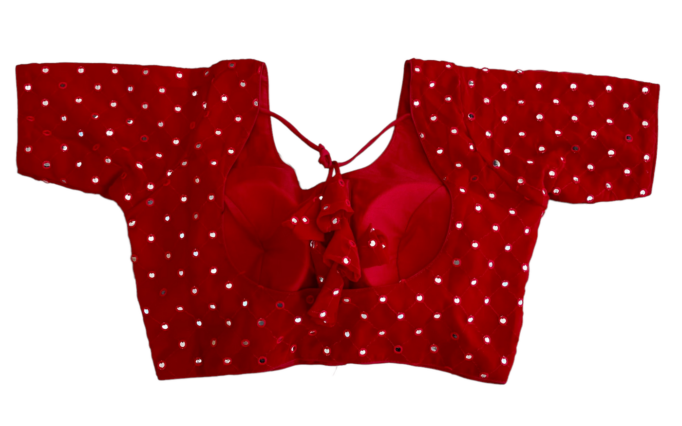 Red Mirrorwork georgette blouse