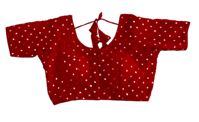 Red Mirrorwork georgette blouse