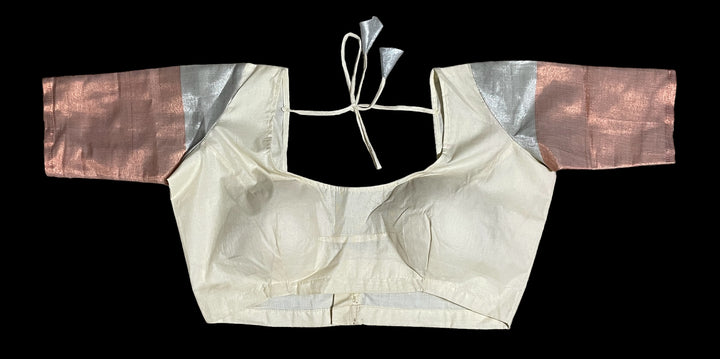 Silver Rose Copper Kerala Saree and blouse set