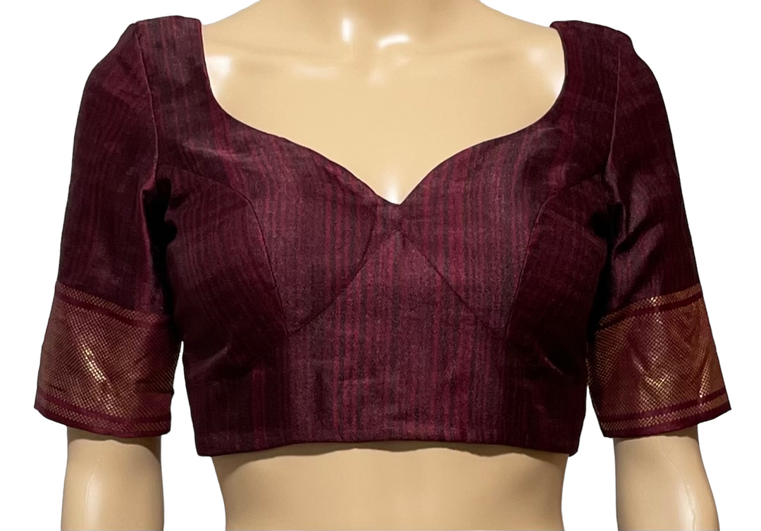 Wine Color Lehariya Patola Saree and blouse set