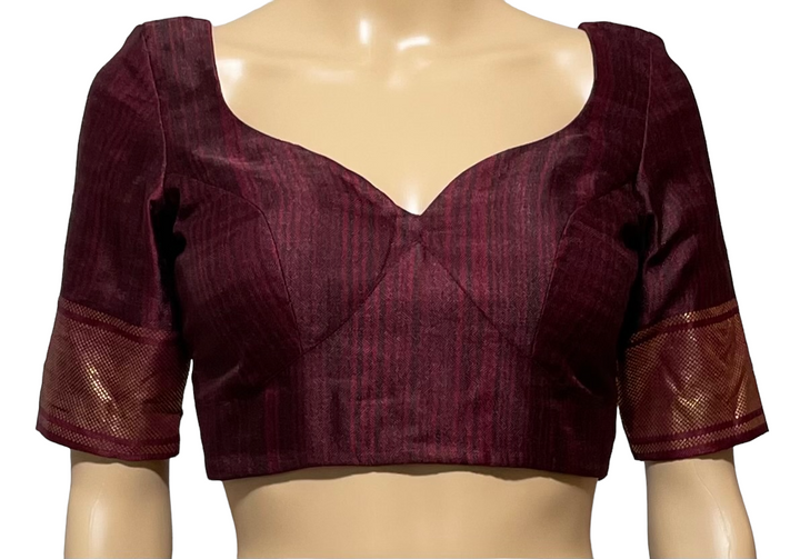 Wine Color Lehariya Patola Saree and blouse set