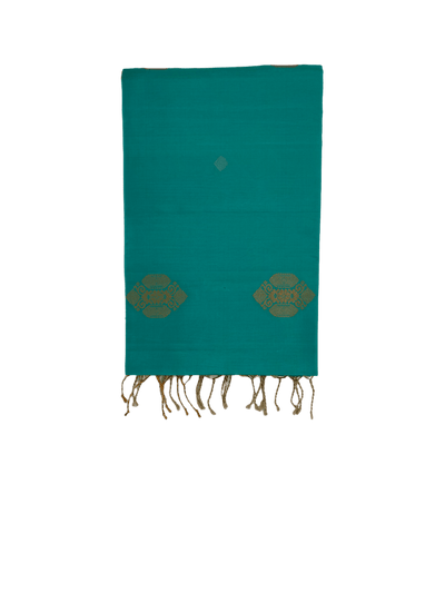 Aqua and beige Soft Silk Saree - Mystic Dhaaga