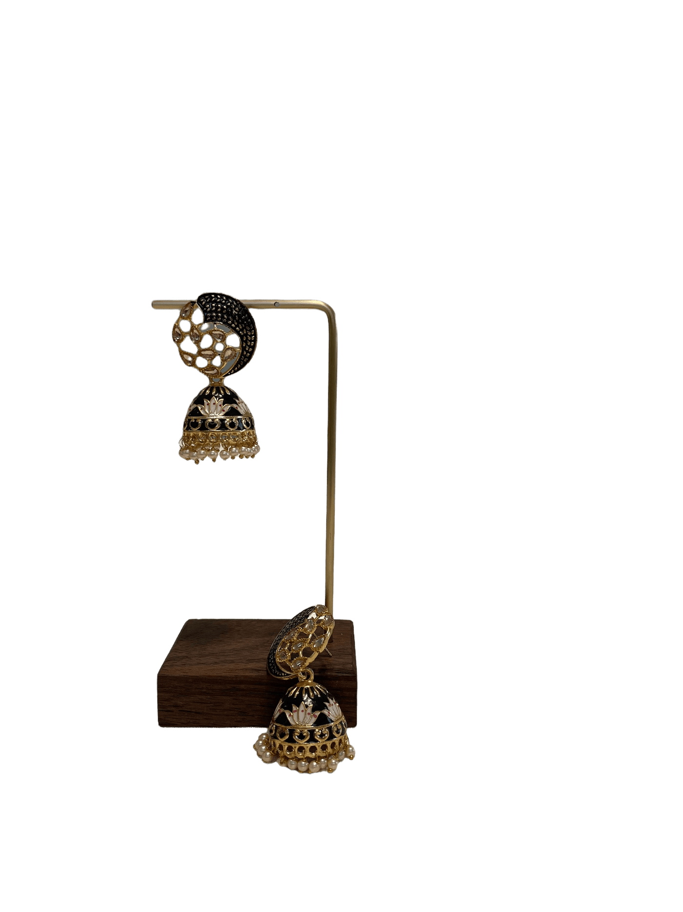 Black Floral Meenakari with cutwork stud - Mystic Dhaaga