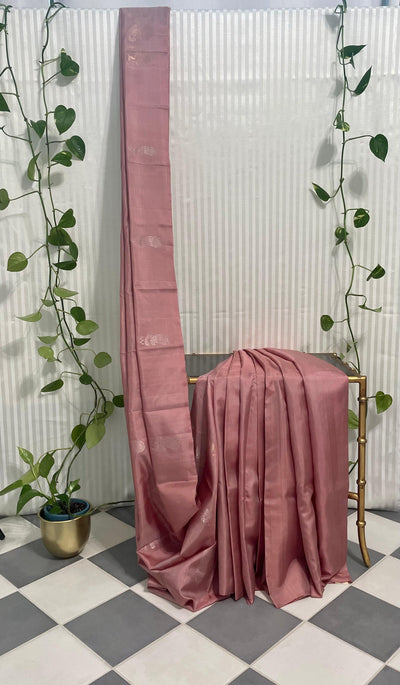 Dusty pink soft silk saree - Mystic Dhaaga