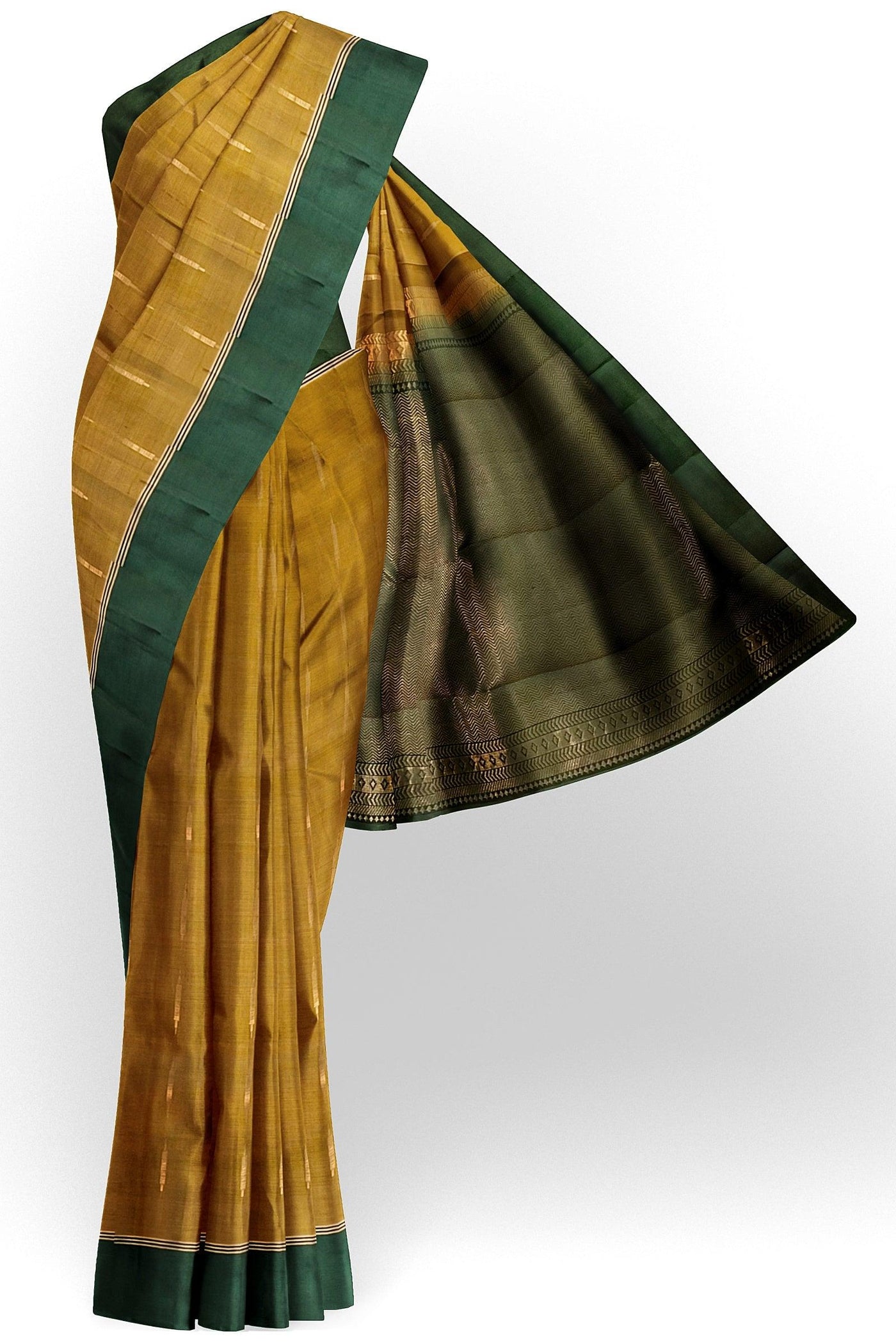 Fenugreek Color Soft Silk Saree - Mystic Dhaaga