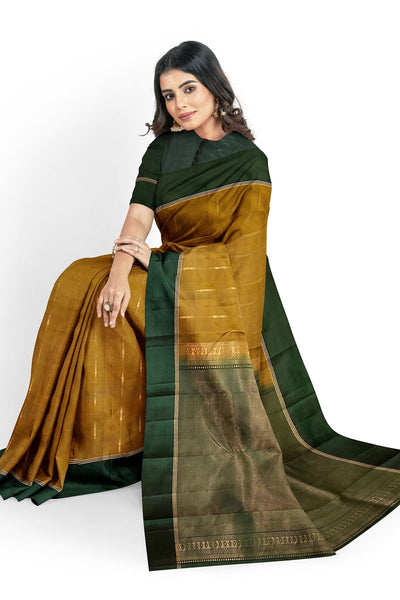 Fenugreek Color Soft Silk Saree - Mystic Dhaaga