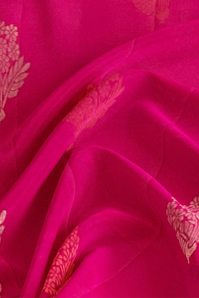 Fuchsia borderless pure silk saree - Mystic Dhaaga