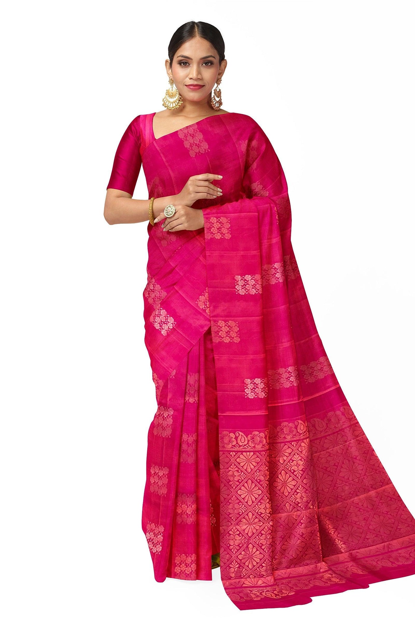 Fuchsia Soft Silk Saree - Mystic Dhaaga