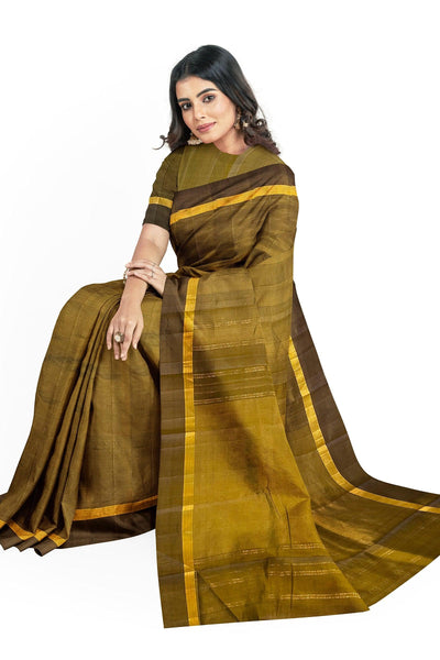 Mehndi green Vaira Oosi Pure Silk Saree - Mystic Dhaaga