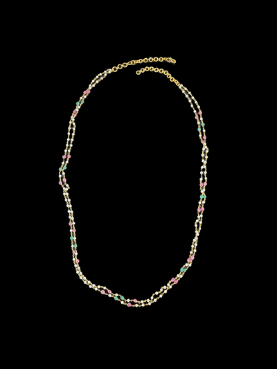 Multi color beaded double layered long chain - Mystic Dhaaga