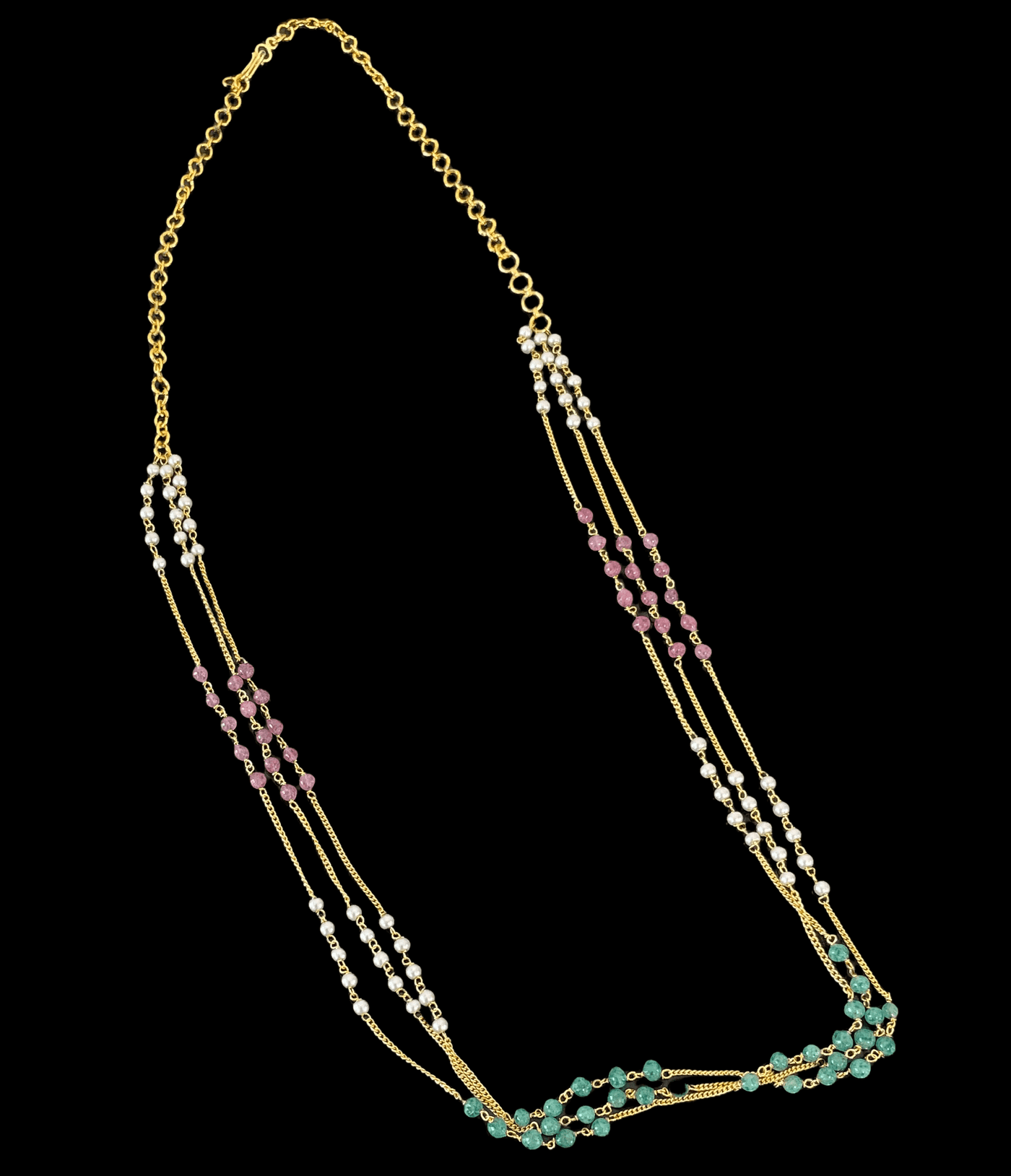 Multi layered chain with beads and faux pearl - Mystic Dhaaga