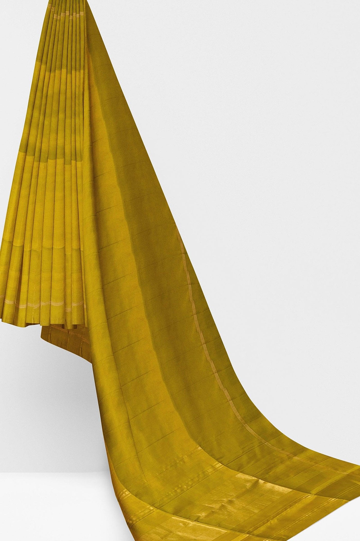 Mustard single color soft silk saree - Mystic Dhaaga