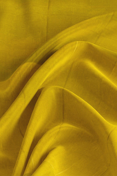 Mustard single color soft silk saree - Mystic Dhaaga
