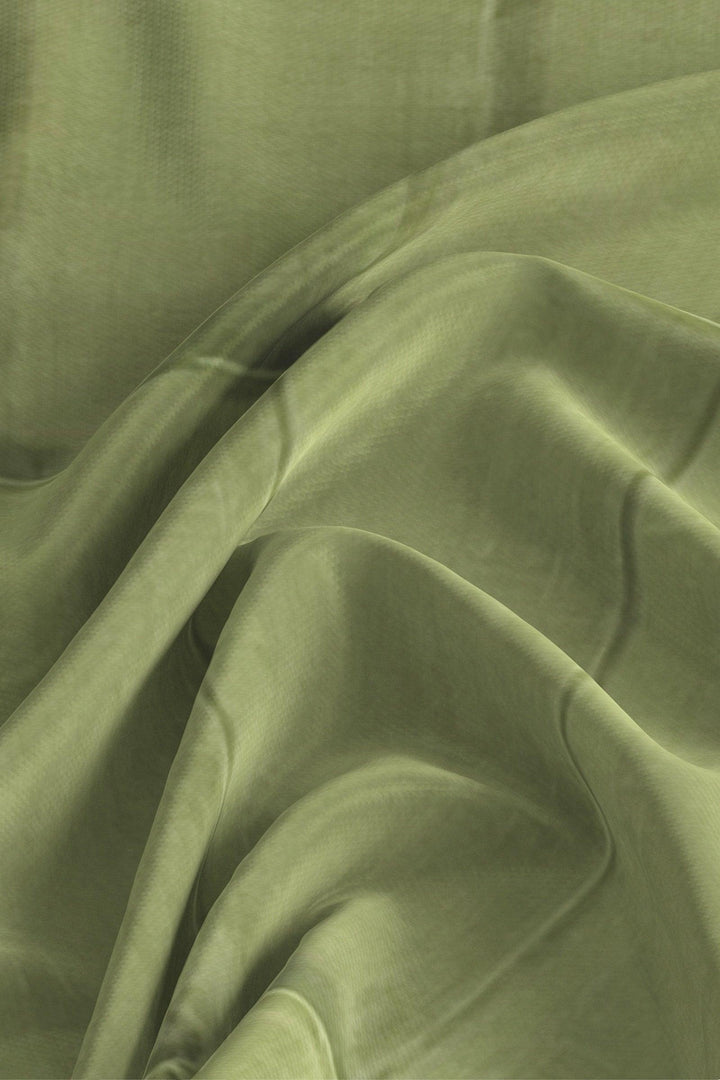 Olive green Single Color Soft Silk Saree - Mystic Dhaaga