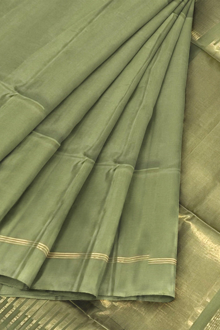 Olive green Single Color Soft Silk Saree - Mystic Dhaaga