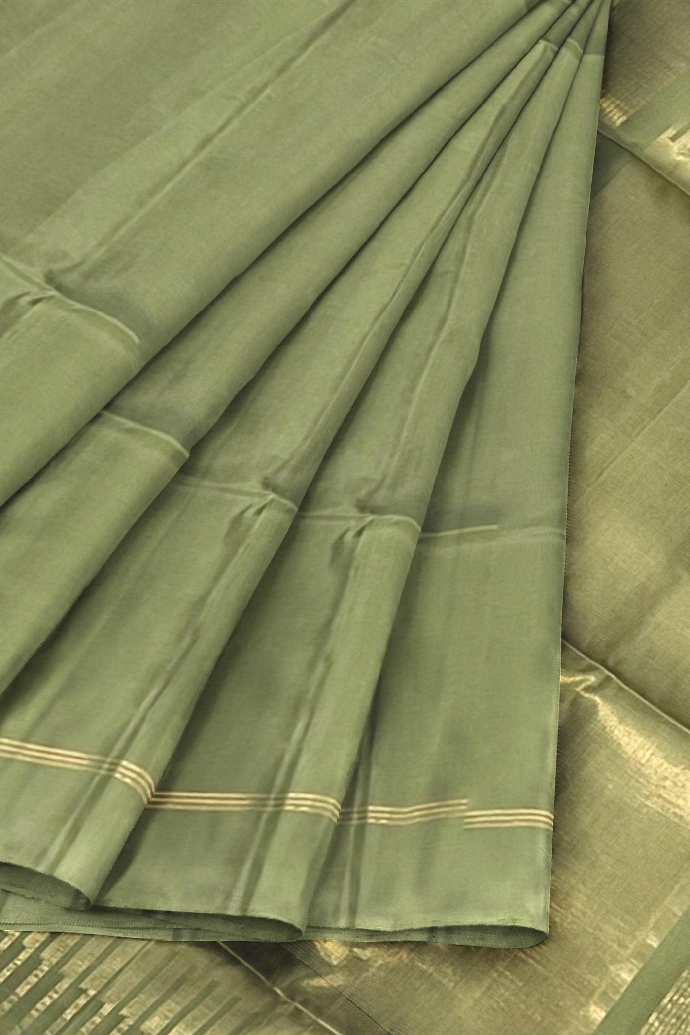 Olive green Single Color Soft Silk Saree - Mystic Dhaaga