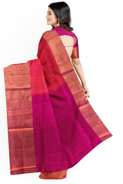 Pinkish Orange Uppada Silk saree - Mystic Dhaaga