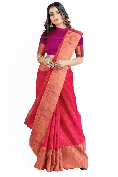 Pinkish Orange Uppada Silk saree - Mystic Dhaaga