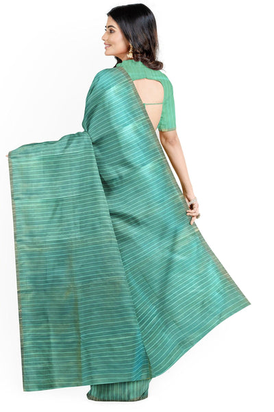 Striped Sea green Pure silk Saree - Mystic Dhaaga