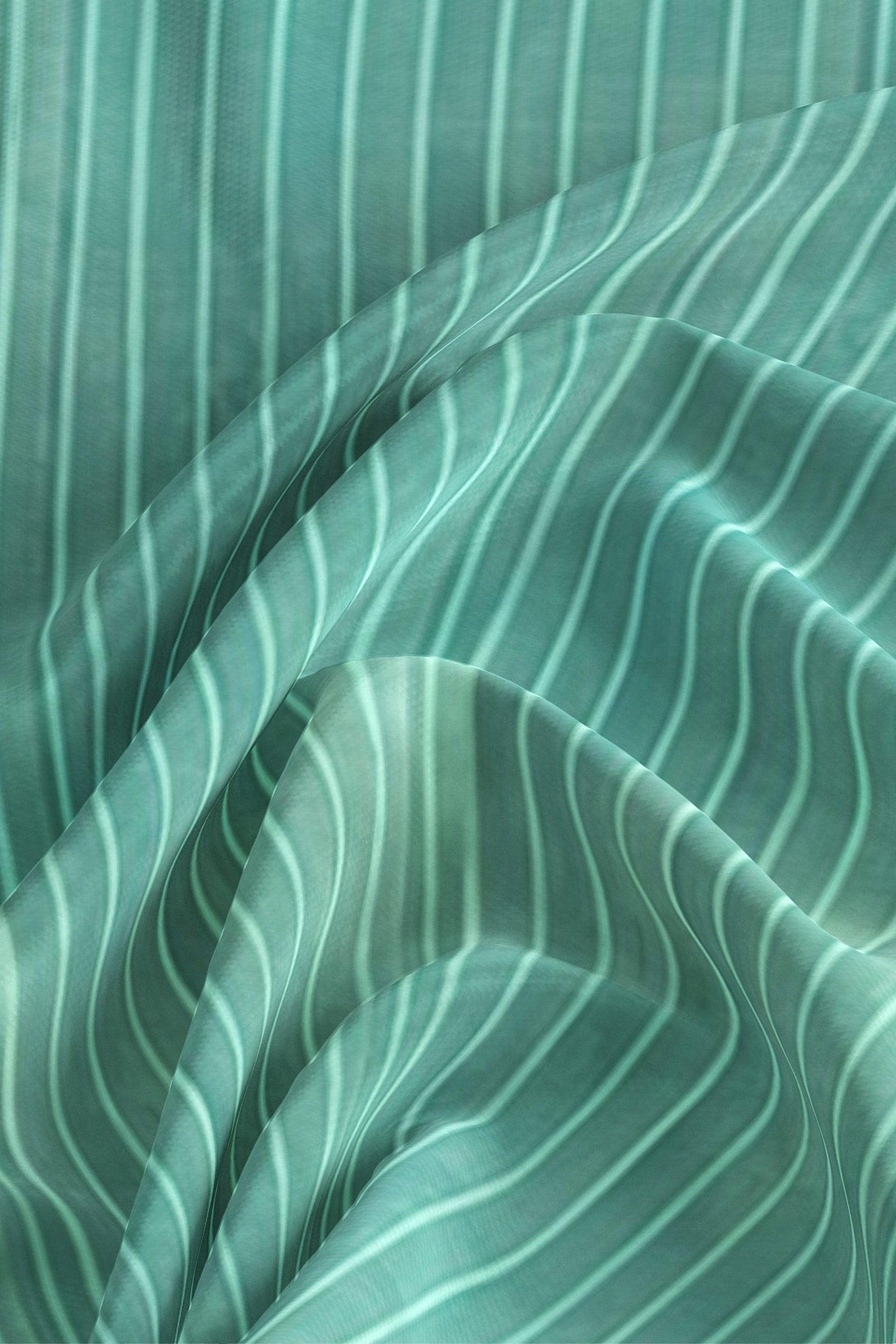 Striped Sea green Pure silk Saree - Mystic Dhaaga