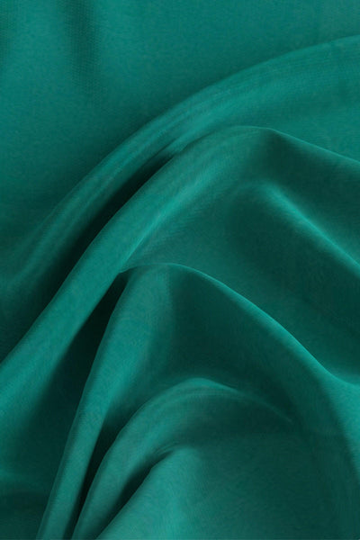 Teal green Silk cotton Saree with pink pallu - Mystic Dhaaga